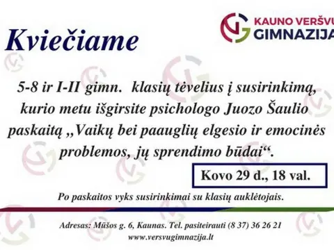Kviečiame tėvelius į susirinkimą, nuotrauka 1