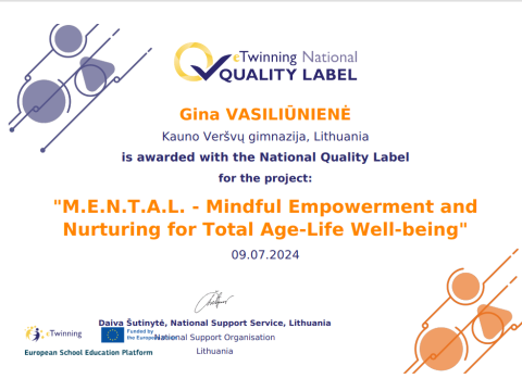 ETwinning projektas „M.E.N.T.A.L. – Mindful Empowerment and Nurturing for Total Age-Life Well-being”, nuotrauka 2