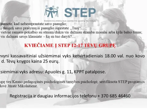 KVIEČIAME Į STEP 12-17 TĖVŲ GRUPĘ, nuotrauka 1