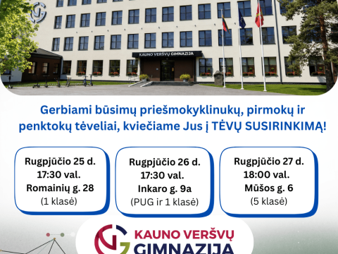 Gerbiami būsimų priešmokyklinukų, pirmokų ir penktokų tėveliai, kviečiame Jus į TĖVŲ SUSIRINKIMĄ!, nuotrauka 1